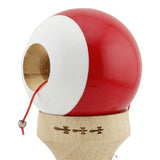 Kendama X Originala, Profesionala, Vivimall, Super Sticky cu Cupe Mari KING SIZE V3, Gaura in Baza, Rulment Metalic, din lemn 18 cm, Ata 62/65 cm, Bicolor Rosu/Alb - vivimall.ro