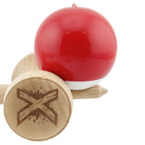 Kendama X Originala, Profesionala, Vivimall, Super Sticky cu Cupe Mari KING SIZE V3, Gaura in Baza, Rulment Metalic, din lemn 18 cm, Ata 62/65 cm, Bicolor Rosu/Alb - vivimall.ro