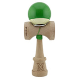 Kendama X Originala, Profesionala, Vivimall, Super Sticky cu Cupe Mari KING SIZE V3, Gaura in Baza, Rulment Metalic, din lemn 18 cm, Ata 62/65 cm, Bicolor Verde/Alb - vivimall.ro