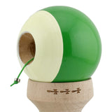 Kendama X Originala, Profesionala, Vivimall, Super Sticky cu Cupe Mari KING SIZE V3, Gaura in Baza, Rulment Metalic, din lemn 18 cm, Ata 62/65 cm, Bicolor Verde/Alb - vivimall.ro