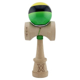 Kendama X Originala, Profesionala, Vivimall, Super Sticky cu Cupe Mari KING SIZE V3, Gaura in Baza, Rulment Metalic, din lemn 18 cm, Ata 62/65 cm, Galben/Negru/Verde - vivimall.ro