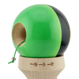 Kendama X Originala, Profesionala, Vivimall, Super Sticky cu Cupe Mari KING SIZE V3, Gaura in Baza, Rulment Metalic, din lemn 18 cm, Ata 62/65 cm, Galben/Negru/Verde - vivimall.ro