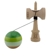 Kendama X Originala, Profesionala, Vivimall, Super Sticky cu Cupe Mari KING SIZE V3, Gaura in Baza, Rulment Metalic, din lemn 18 cm, Ata 62/65 cm, Special Verde degrade - vivimall.ro