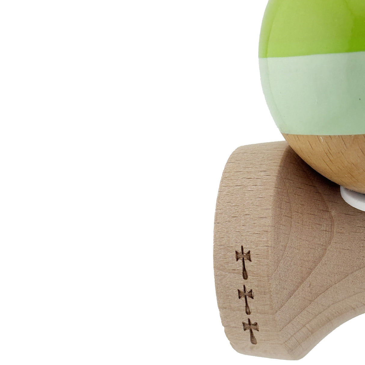 Kendama X Originala, Profesionala, Vivimall, Super Sticky cu Cupe Mari KING SIZE V3, Gaura in Baza, Rulment Metalic, din lemn 18 cm, Ata 62/65 cm, Special Verde degrade - vivimall.ro