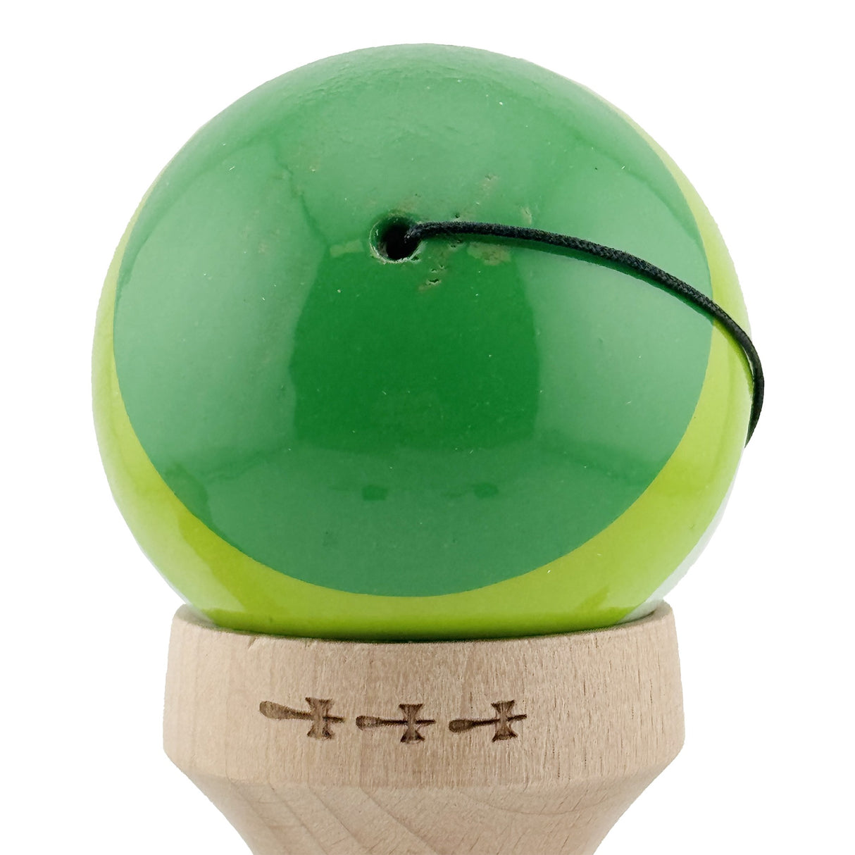 Kendama X Originala, Profesionala, Vivimall, Super Sticky cu Cupe Mari KING SIZE V3, Gaura in Baza, Rulment Metalic, din lemn 18 cm, Ata 62/65 cm, Special Verde degrade - vivimall.ro