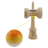 Kendama X Originala, Profesionala, Vivimall, Super Sticky cu Cupe Mari KING SIZE V3, Gaura in Baza, Rulment Metalic, din lemn 18 cm, Ata 62/65 cm, Gradient Portocaliu/Galben/Alb - vivimall.ro