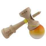 Kendama X Originala, Profesionala, Vivimall, Super Sticky cu Cupe Mari KING SIZE V3, Gaura in Baza, Rulment Metalic, din lemn 18 cm, Ata 62/65 cm, Gradient Portocaliu/Galben/Alb - vivimall.ro