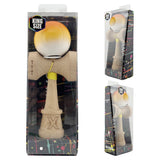 Kendama X Originala, Profesionala, Vivimall, Super Sticky cu Cupe Mari KING SIZE V3, Gaura in Baza, Rulment Metalic, din lemn 18 cm, Ata 62/65 cm, Gradient Portocaliu/Galben/Alb - vivimall.ro