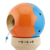 Kendama X Originala, Profesionala, Flippy, Super Sticky cu Cupe Mari KING SIZE V3, Gaura in Baza, Rulment Metalic, din lemn 18 cm, Ata 62/65 cm, Special Albastru/Portocaliu - vivimall.ro
