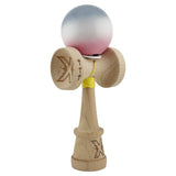 Kendama X Originala, Profesionala, Flippy, Super Sticky cu Cupe Mari KING SIZE V3, Gaura in Baza, Rulment Metalic, din lemn 18 cm, Ata 62/65 cm, Gradient Gri/Alb/Roz - vivimall.ro