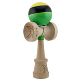 Kendama X Originala, Profesionala, Vivimall, Super Sticky cu Cupe Mari KING SIZE V3, Gaura in Baza, Rulment Metalic, din lemn 18 cm, Ata 62/65 cm, Galben/Negru/Verde - vivimall.ro