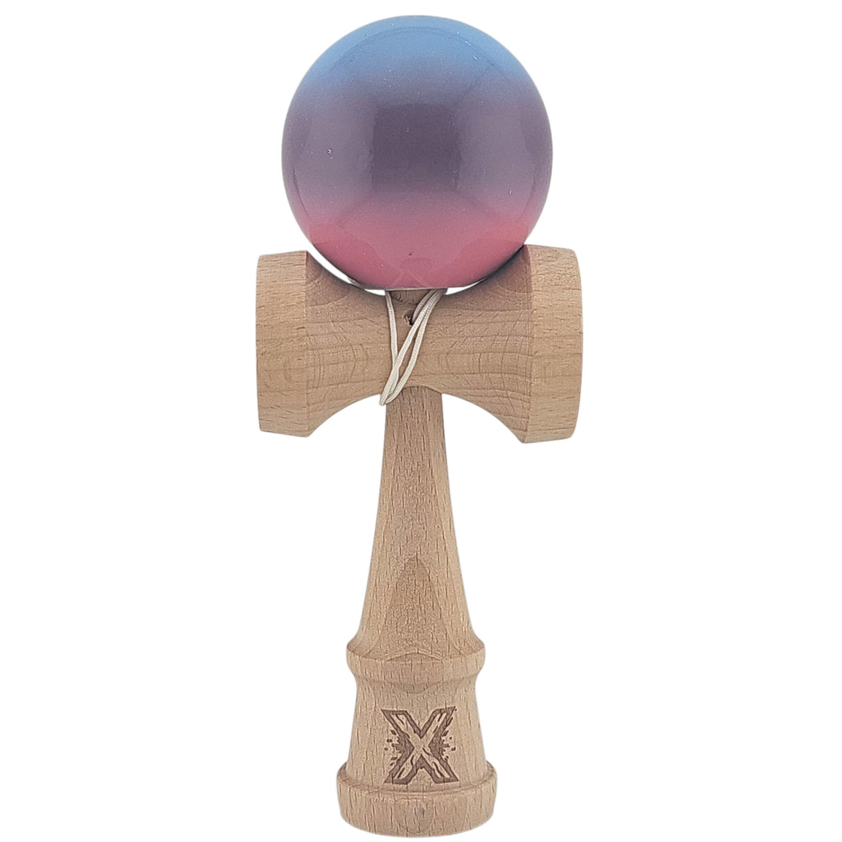 Kendama X Originala, Profesionala, Vivimall, Super Sticky, din Lemn, 18 cm, Albastru Deschis/Mov/Roz - vivimall.ro