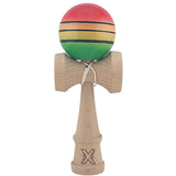 Kendama X Originala, Profesionala, Vivimall, Super Sticky, din Lemn, 18 cm, Gradient Rosu/Galben/Verde - vivimall.ro