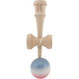 Kendama X Originala, Profesionala, Vivimall, Super Sticky din Lemn, 18 cm, Gradient Roz/Alb/Gri - vivimall.ro
