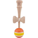 Kendama X Originala, Profesionala, Flippy, Super Sticky din Lemn, 18 cm, Portocaliu/Galben/Alb - vivimall.ro