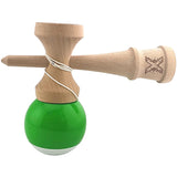 Kendama X Originala, Profesionala, Flippy, Super Sticky din Lemn, 18 cm, Verde/Alb - vivimall.ro