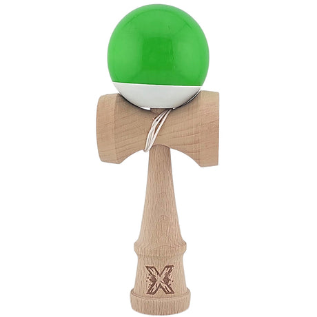 Kendama X Originala, Profesionala, Flippy, Super Sticky din Lemn, 18 cm, Verde/Alb - vivimall.ro