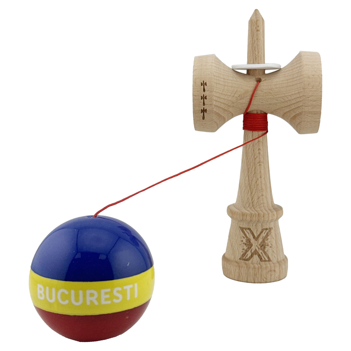 Detaliu rulment metalic și gaură în baza kendamei profesionale King Size V3 Tricolor