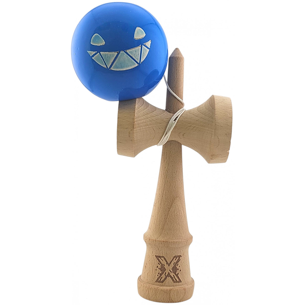 Kendama X Originala, Profesionala Limited Crazy Smile, Flippy, din Lemn, Super Stiky, 18 cm, Albastru - vivimall.ro