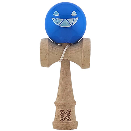 Kendama X Originala, Profesionala Limited Crazy Smile, Flippy, din Lemn, Super Stiky, 18 cm, Albastru - vivimall.ro