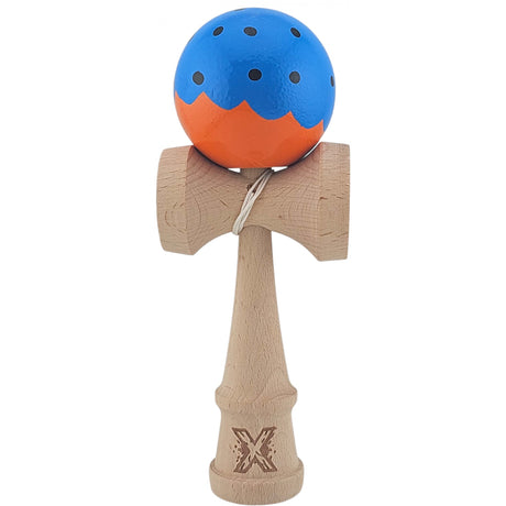 Kendama X Originala, Profesionala Limited, Flippy, din Lemn, Super Sticky, 18 cm, Albastru/Portocaliu - vivimall.ro