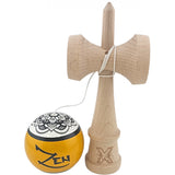 Kendama X Originala, Profesionala, Zen, Vivimall, din Lemn, Super Sticky, 18 cm, Auriu/Alb/Negu - vivimall.ro