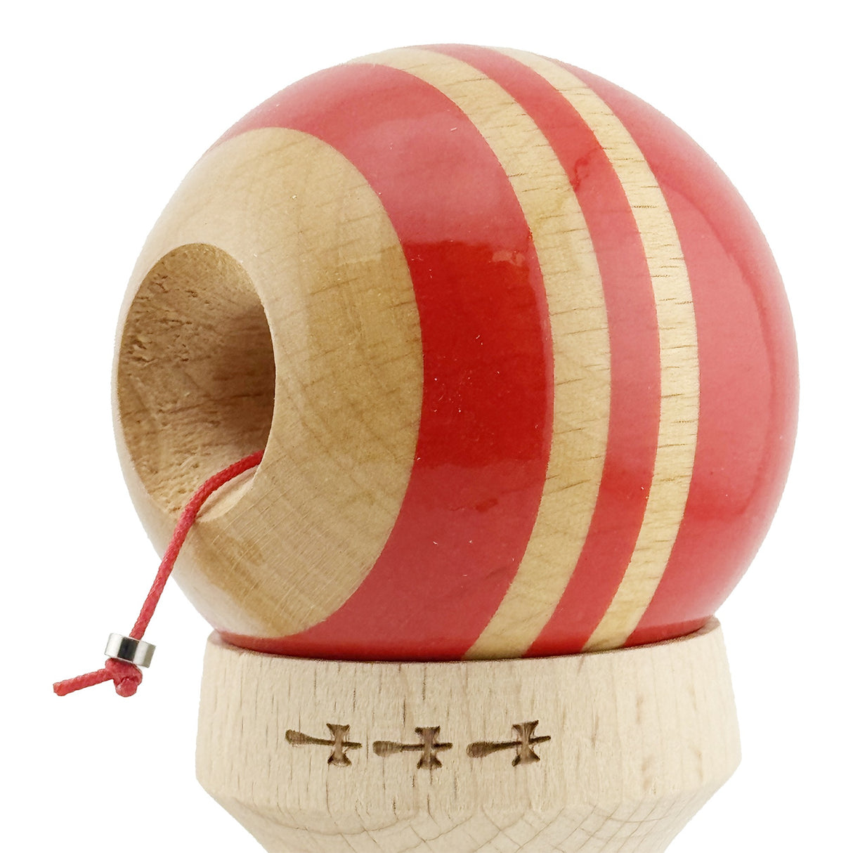 Kendama Originala X - Rainbow, Super Sticky, V3 King Size Cup, Gaura in Baza, Profesionala, Vivimall, din Lemn, 18 cm, Rosu