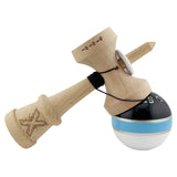 Kendama X Originala ROYAL SPIKE, Profesionala, Vivimall, Cupe Mari KING SIZE V3, Super Sticky, Gaura in Baza, Rulment Metalic, din lemn 18 cm, Ata 55 cm, Inel Albastru deschis