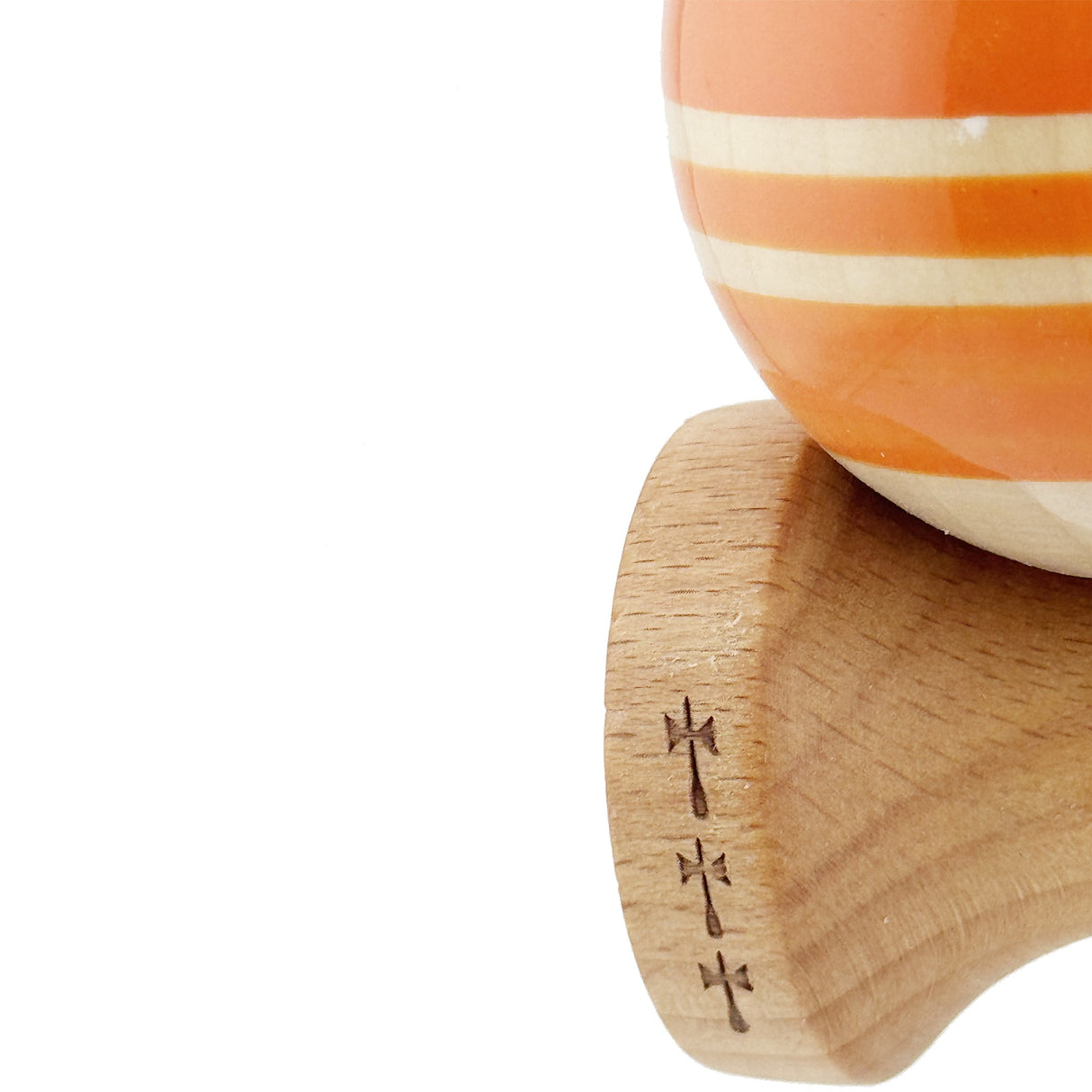 Kendama X Rainbow Originala, Profesionala, Vivimall, Big Cups V2, Super Sticky cu Cupe Mari, Rulment Metalic, din lemn 18 cm, Ata 55 cm, Portocaliu/Maro - vivimall.ro