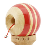 Kendama X Rainbow Originala, Profesionala, Vivimall, Big Cups V2, Super Sticky cu Cupe Mari, Rulment Metalic, din lemn 18 cm, Ata 55 cm, Rosu/Maro - vivimall.ro