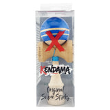 Kendama X Rainbow Originala, Profesionala, Flippy, Big Cups V2, Super Sticky cu Cupe Mari, Rulment Metalic, din lemn 18 cm, Ata 55 cm, Albastru/Maro - vivimall.ro