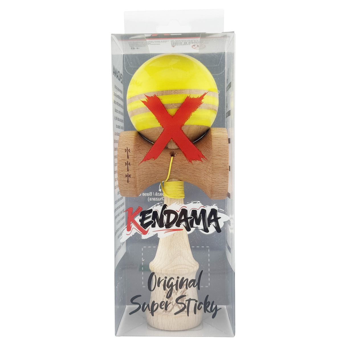 Kendama X Rainbow Originala, Profesionala, Flippy, Big Cups V2, Super Sticky cu Cupe Mari, Rulment Metalic, din lemn 18 cm, Ata 55 cm, Galben/Maro - vivimall.ro