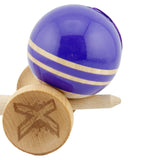 Kendama X Rainbow Originala, Profesionala, Flippy, Big Cups V2, Super Sticky cu Cupe Mari, Rulment Metalic, din lemn 18 cm, Ata 55 cm, Indigo/Maro - vivimall.ro