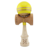 Kendama X Rainbow Originala, Profesionala, Vivimall, Big Cups V2, Super Sticky cu Cupe Mari, Rulment Metalic, din lemn 18 cm, Ata 55 cm, Galben/Maro - vivimall.ro