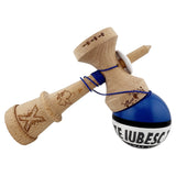 Kendama X TE IUBESC Originala, Profesionala, Vivimall, Super Sticky cu Cupe Mari KING SIZE V3, Gaura in Baza, Rulment Metalic, din lemn 18 cm, Ata 62/65 cm, Albastru/Alb - vivimall.ro