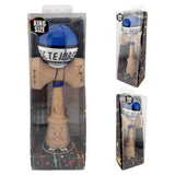 Kendama X TE IUBESC Originala, Profesionala, Vivimall, Super Sticky cu Cupe Mari KING SIZE V3, Gaura in Baza, Rulment Metalic, din lemn 18 cm, Ata 62/65 cm, Albastru/Alb - vivimall.ro