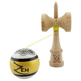 Kendama X ZEN Originala, Profesionala, Flippy, Big Cups V2, Super Sticky Legendary Cupe Mari, Rulment Metalic cu Ata 55 cm, Auriu/Alb - vivimall.ro