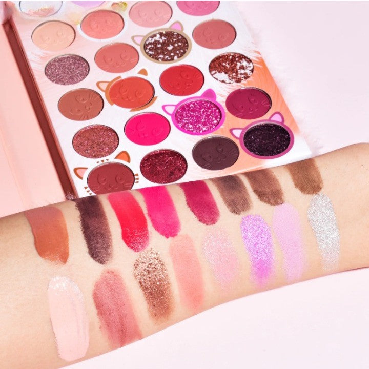 Set de Machiaj Kevin&Coco, 38 culori, Fard Ochi, Iluminatoare si Contouring, Husa Pufoasa, Model Pisicuta, 17.3x12.5x5 cm, Multicolor - vivimall.ro
