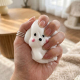 Jucarie Interactiva Antistres pentru Copii, Flippy, Squishy Catelus Kawaii, Silicon Moale, 4.5 x 4.5 cm, Alb/Roz - vivimall.ro