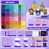 Kit de Margele Perle, Vivimall, Set DIY 3D din 48 de Culori, 4000 de piese, Instrumente pentru Margele Incluse, 2.6 mm in cutie, Multicolor - vivimall.ro