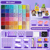 Kit de Margele Perle, Vivimall, Set DIY 3D din 96 de Culori, 8000 de piese, Instrumente pentru Margele Incluse, 2.6 mm in cutie, Multicolor - vivimall.ro