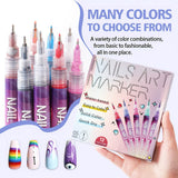 Kit Nail Art, Flippy, Set 12 Markere Acrilice Pentru Unghii, Varf Ultra Fin 0.5 mm, 13 x 10 cm, Multicolor - vivimall.ro