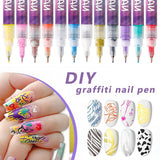 Kit Nail Art, Flippy, Set 12 Markere Acrilice Pentru Unghii, Varf Ultra Fin 0.5 mm, 13 x 10 cm, Multicolor - vivimall.ro