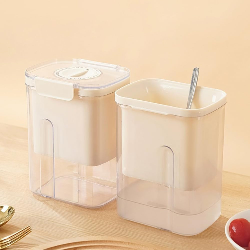 Kit Presa Pentru Branza, Vivimall, Filtru de Iaurt, Strecuratoare de Iaurt Grecesc, Filtru de lapte, 18x9.7x13 cm, Lingura Alba 20x1.6 cm, Alb - vivimall.ro