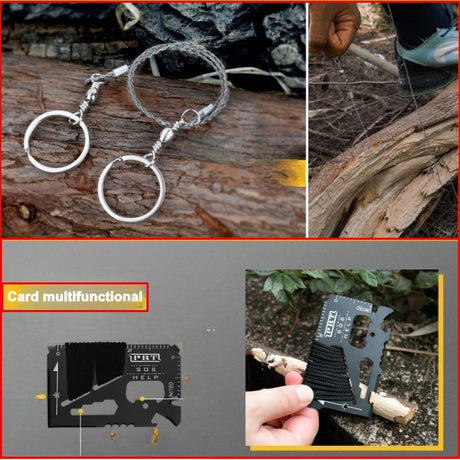 Kit Supravietuire 19 In 1 Cutit/Busola/Lanterna/Fluier/Chingi/Paracord, Pentru Caping, Drumetii, Aventuri, Insturmente Profesionale, Negru - vivimall.ro
