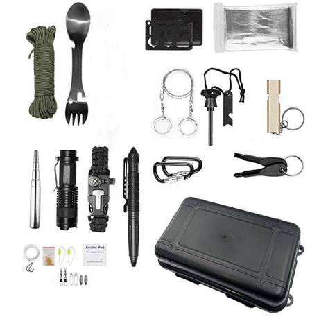 Kit Supravietuire Multifunctional Instrumente Profesionale, Agatatoare Ghiozdan, Pentru Camping, Drumetii, Aventuri In Aer Liber, Negru - vivimall.ro