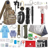 Kit supravietuire multifunctional Vivimall, Instrumente profesionale, Trusa de Prim-Ajutor, pentru Camping, Drumetii, Aventuri in aer liber, borseta inclusa, model army - vivimall.ro