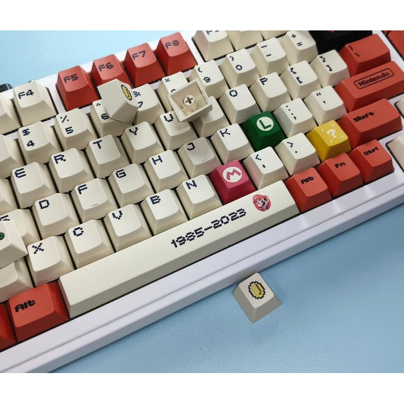 Kit Taste Super Mario, Vivimall, PBT Keycaps, Compatibil cu 99% dintre Tastaturile Mecanice, 124 Taste, Multicolor - vivimall.ro