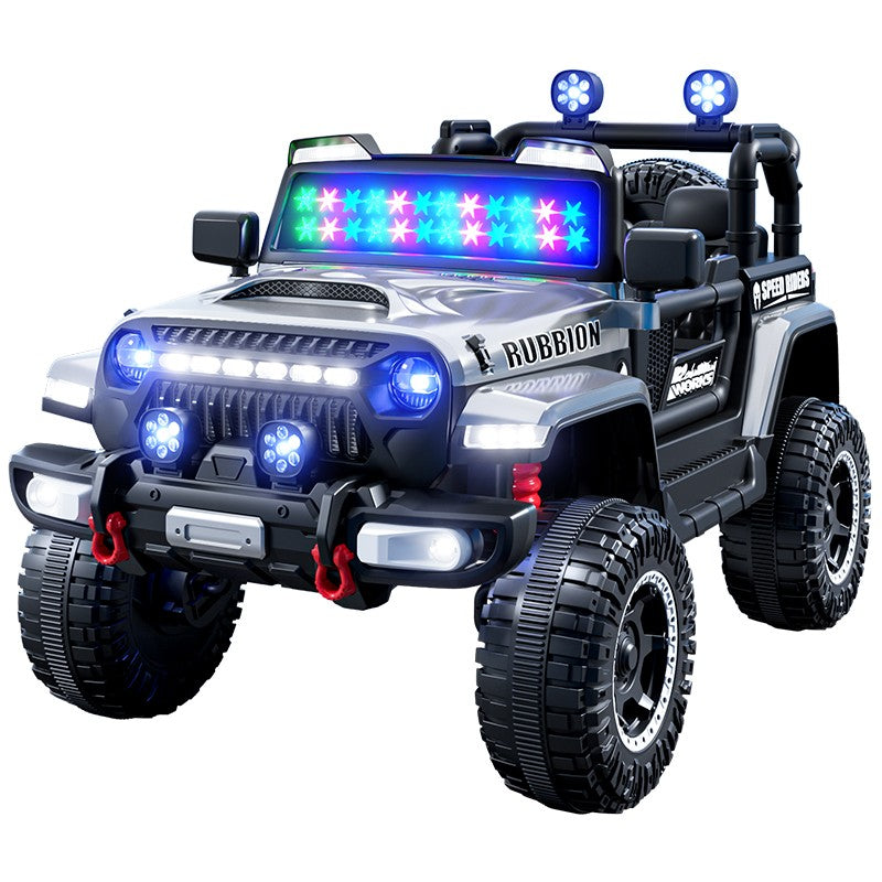 Mașina Electrica pentru Copii, Off-Road, Conectare Bluetooth, telecomanda, Tracțiune Integrala, Lumina Intermitenta, Baterie 12V 7Ah, 120x63x68cm, Alb