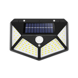 Lampa cu incarcare solara pentru exterior, 100 LED cu distanta de inductie, montaj pe perete, fara cabluri, cu 4 fete, Vivimall - vivimall.ro